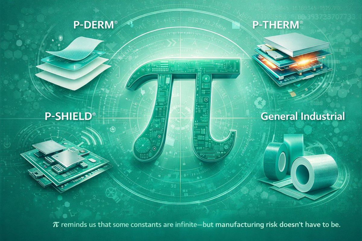 PolymerScience_'s tweet photo. π is irrational. Your material decisions shouldn’t be.

This #PiDay, explore how P-DERM®, P-THERM®, P-SHIELD®, and our General Industrial solutions bring logic, control, and performance to real designs.

Learn more: https://t.co/HM0FNDFO5h or e-mail at sales@polymerscience.com https://t.co/Or60JIJrpG