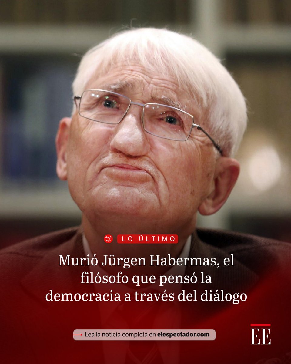 elespectador's tweet photo. Con la muerte de Jürgen Habermas desaparece uno de los pensadores más influyentes del siglo XX, cuya teoría sobre la comunicación y la democracia transformó las ciencias sociales. Lea más 👉 https://t.co/po3dGss3I8 https://t.co/UGTeFzICiv