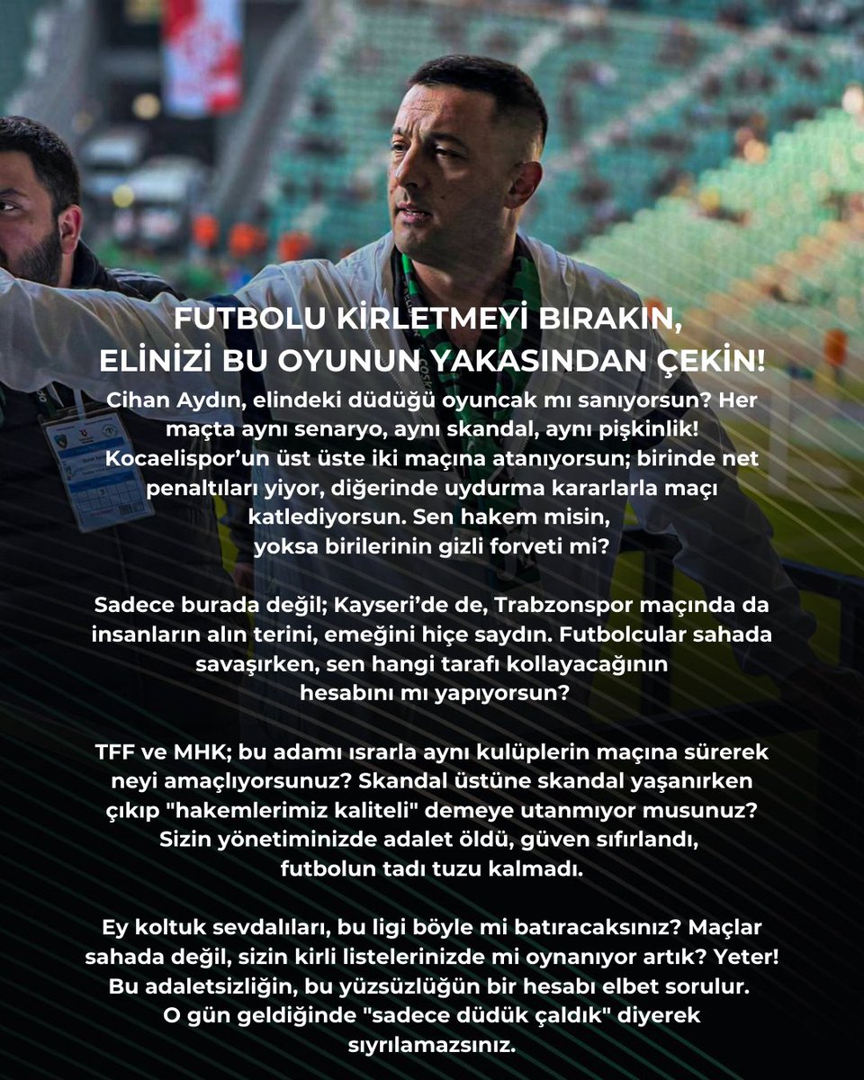 ulasozcan1989's tweet photo. Futbolu kirletmeyi bırakın,
elinizi bu oyunun yakasından çekin! https://t.co/BCRpjxk4fR