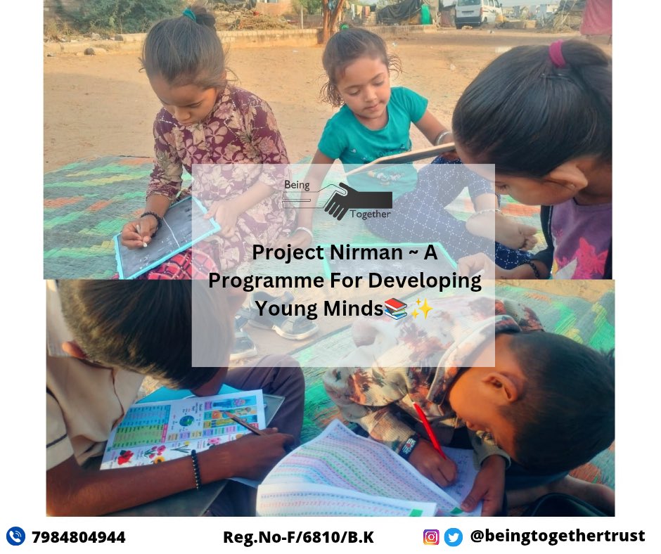 being_together3's tweet photo. Project Nirman ~ A Programme For Developing Young Minds📚✨

#PorjectNirman #beingtogethertrust https://t.co/wy7WivISXd