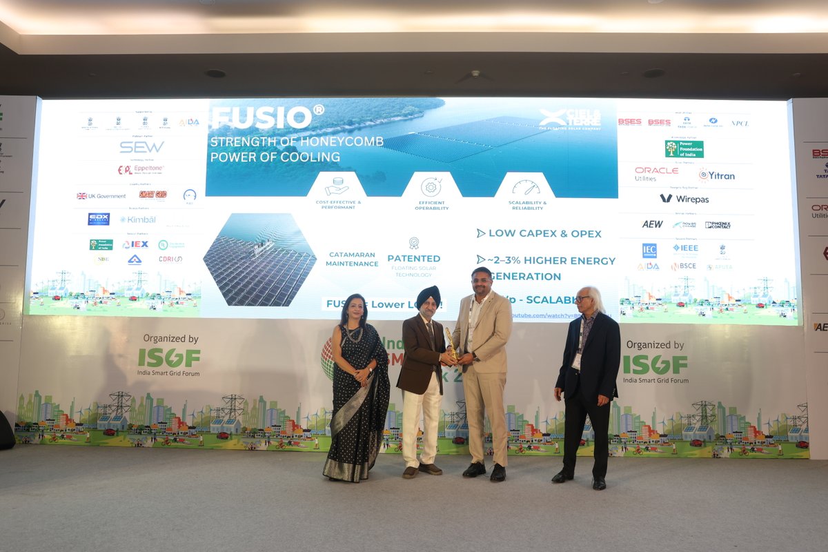 TESSsummit's tweet photo. @CTSPIndia has been awarded the prestigious "Platinum" under the category "Most Innovative Renewable Energy Programs/Projects in India including Energy Storage Systems (ESS)" at 10th ISGF Innovation Awards 2026 on 13th March 2026 at Hotel Lalit, New Delhi. https://t.co/kyK5CQr1dW