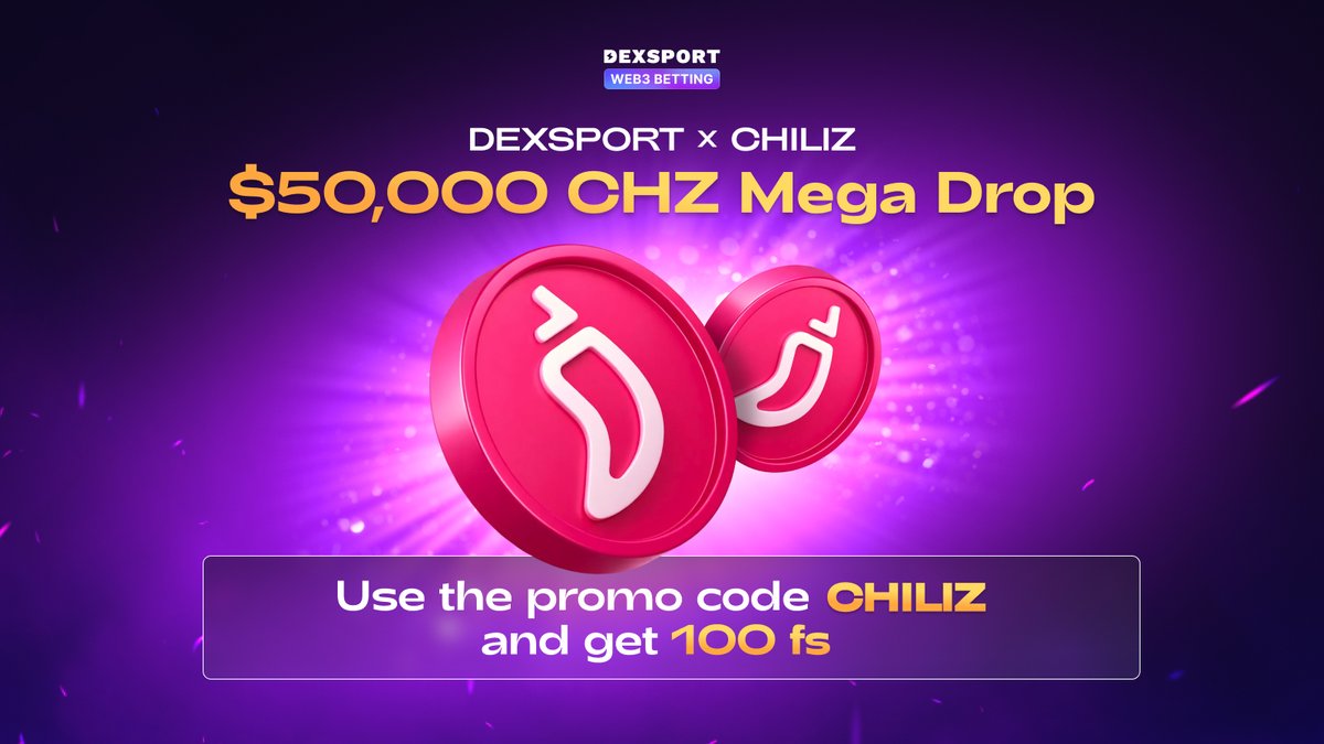 ⚡️ <a href="/Dexsport/">Dexsport</a> x <a href="/Chiliz/">Chiliz - The Sports Blockchain</a> is still live. Stop sleeping!

– The $50k Dream: There is a $50,000 $CHZ Mega Drop happening. If you haven't entered yet, what's the hold up?
– The Code &amp; The Spins: Use promo code «CHILIZ» &amp; get 100 FREESPINS just for signing up.