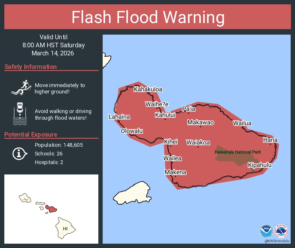 Flash Flood Warning continues for Kahului HI, Kihei HI and Wailuku HI ...
