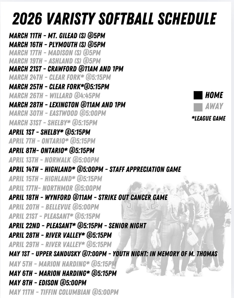 2028Saraholt's tweet photo. Here’s my high school softball schedule!! I can’t wait for the season to officially start! 
@ohiodominican @UFOilerSoftball 
@OhioStateSB https://t.co/oOJ58w70M4