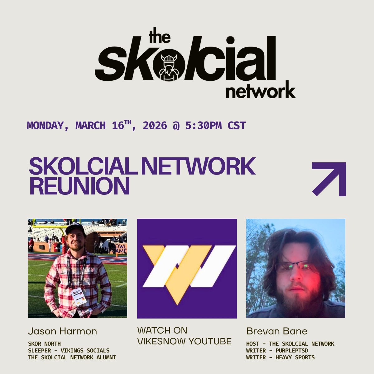 brevmanbane's tweet photo. This Monday evening, there’s gonna be a @skolcialnetwork reunion!

Break out the #boymath, because @JasonHarmonNFL will be back on TSN!

#SKOL https://t.co/9eXW2IqFMa