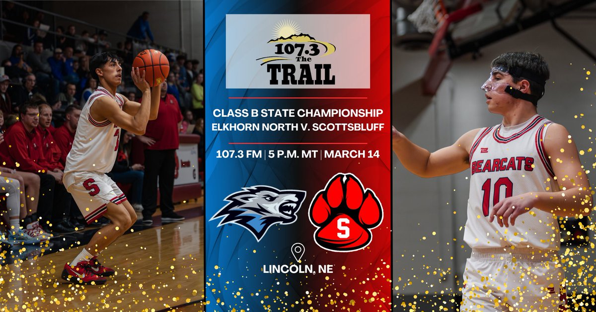 KNEBSports's tweet photo. GET UP BEARCATS!! IT’S CHAMPIONSHIP GAMEDAY!!

🏆NSAA Boys Class B State CHAMPIONSHIP
🏀 @bearcat_hoops  vs. Elkhorn North
⏰6:15 PM CT (5:15 PM MT)
📍Pinnacle Bank Arena
📻 LISTEN on @1073TheTrail
🔊LISTEN Online: https://t.co/zE9bim1qU4
🎤@OffAirOnPoint
#️⃣ #nebpreps
@scbpubschools