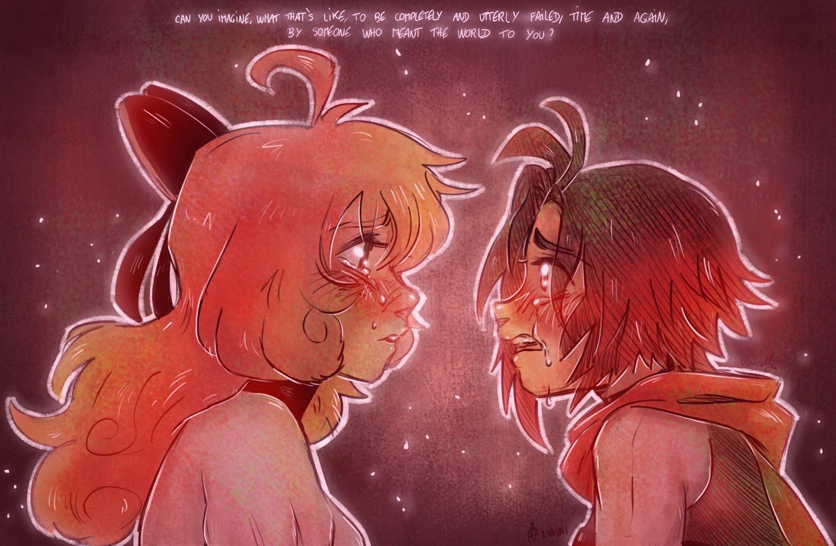 Miilakuroi's tweet photo. "Te puedes imaginar que se siente ser absolutamente decepcionada una y otra vez por la persona que significa todo para ti?"

😭💔

#RWBY https://t.co/seeyzeSs3m