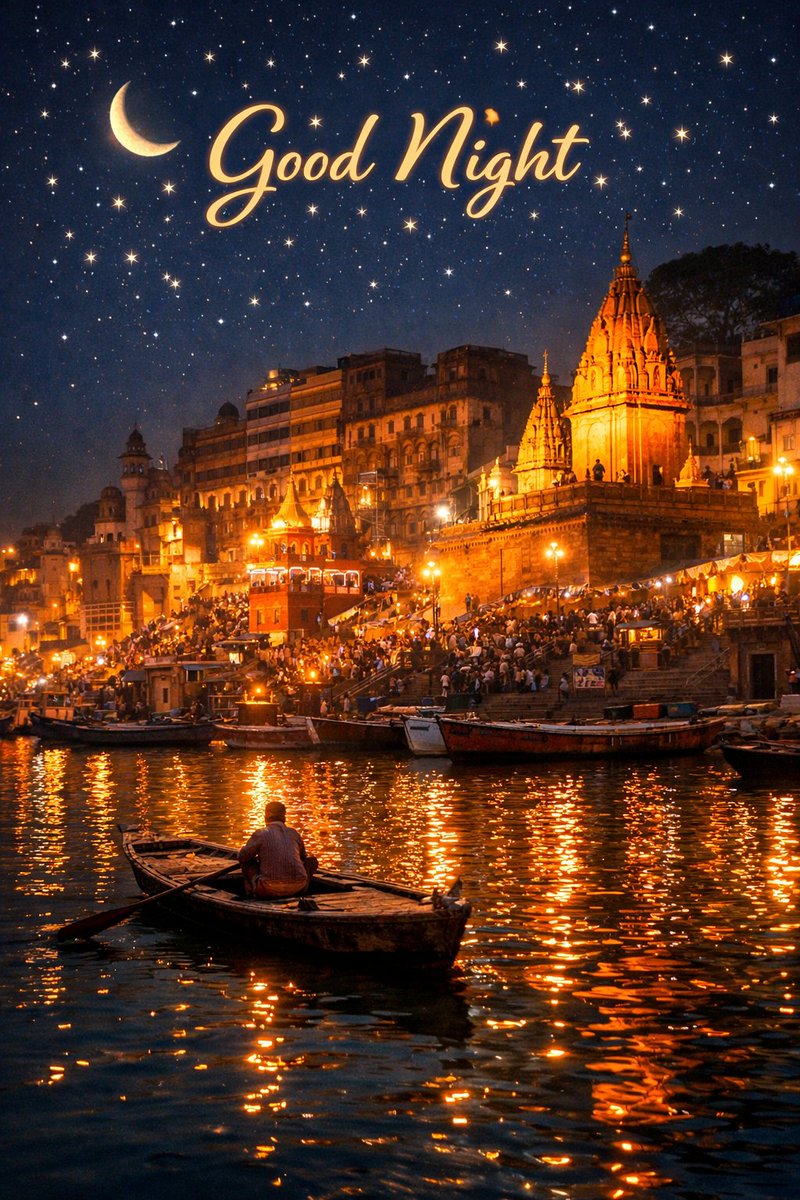 🌙✨ "बनारस की गलियों - घाटों के साथ आप सभी को GOOD NIGHT" 🛶🌌