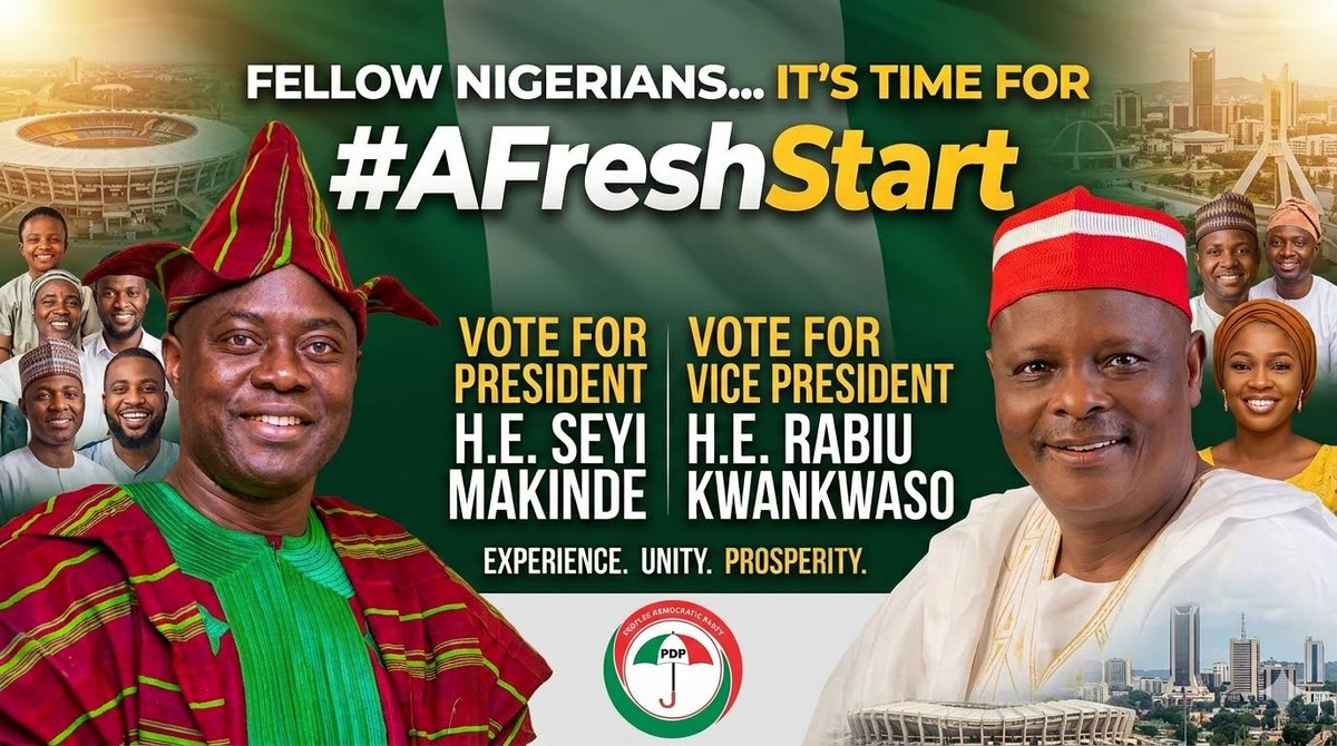 IamTheTownCrier's tweet photo. Breaking News!
NORTHERN YOUTH LEAGUE DECLARES SUPPORT FOR MAKINDE-KWANKWASO 2027 TICKET; LAUNCHES #AFRESHSTART CAMPAIGN.
KADUNA, NIGERIA
The Northern Youth League (NYL), a prominent coalition representing youth interests across the nineteen Northern states, has officially announced its endorsement of His Excellency, Engr. Seyi Makinde, @seyimakinde for the 2027 Presidency, with His Excellency, Dr. Rabiu Musa Kwankwaso, @KwankwasoRM as his Vice-Presidential running mate.
Under the banner of #AFreshStart, the League declares that this strategic partnership represents the most viable path toward national healing, economic revitalization, and the restoration of security across the Federation.
In a world-press conference held in Kaduna today, the Convener of the Northern Youth League, Dr Danjuma Dankasa, stated:
"Nigeria stands at a pivotal crossroads. We have navigated seasons of trial, but the time has come to transition from mere survival to sustainable growth. After extensive consultations with stakeholders across the North, we have identified Engr. Seyi Makinde and Dr. Rabiu Kwankwaso as the ideal 'Bridge Builders' to lead us into a new era."
The League highlighted several key factors for their decision:
• Proven Governance: Engr. Seyi Makinde’s "Omituntun" model in Oyo State has demonstrated excellence in infrastructure, education, and civil service welfare.
• The Kwankwasiyya Legacy: Dr. Rabiu Kwankwaso’s unparalleled track record in human capital development and his deep-rooted connection with the masses (Talakawa) provide a formidable North-South synergy.
• Economic Stability: The #AFreshStart agenda focuses on transitioning Nigeria from a consumption-based economy to a production-driven powerhouse through technocratic leadership.
The League’s endorsement marks the beginning of a nationwide mobilization effort.
The #AFreshStart campaign is not just a slogan but a commitment to:
1. Inclusive Governance: Integrating youth and women into the highest levels of decision-making.
2. Regional Security: Implementing innovative, technology-driven solutions to end insurgency and banditry.
3. Educational Reform: Replicating the scholarship and vocational training models pioneered by both leaders.
The Northern Youth League calls on all well-meaning Nigerians, particularly the youth, to look beyond partisan divides and join the movement for a Nigeria that works for everyone.
"We are not just choosing candidates; we are choosing our future," the statement concluded. "It is time for a fresh start."