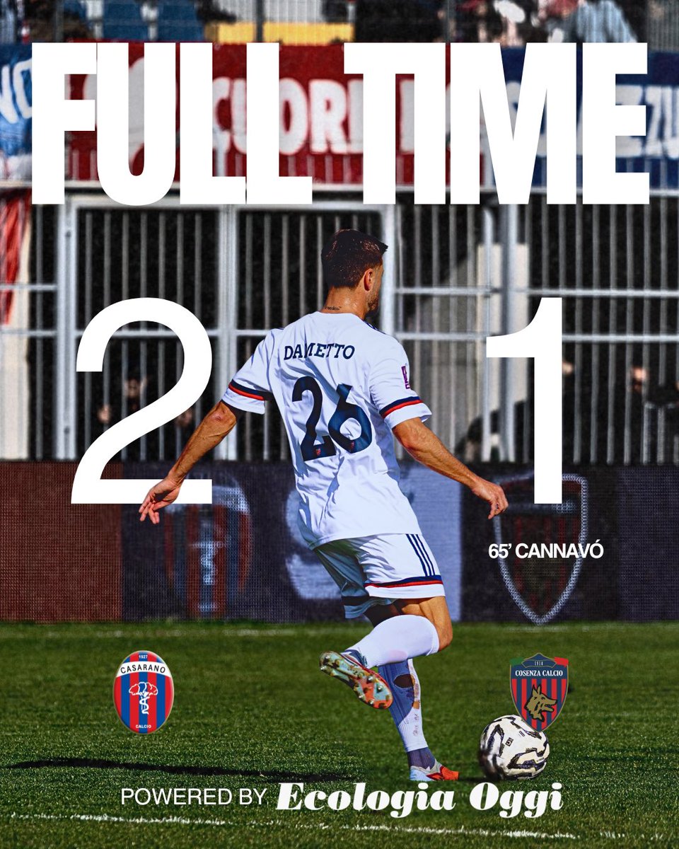 CosenzaOfficial's tweet photo. ๐ด๐ต FULL TIME | Finisce 2-1 al Comunale di Casarano.
#seriecskywifi #legapro #forzalupi https://t.co/JYLMjvdMnN