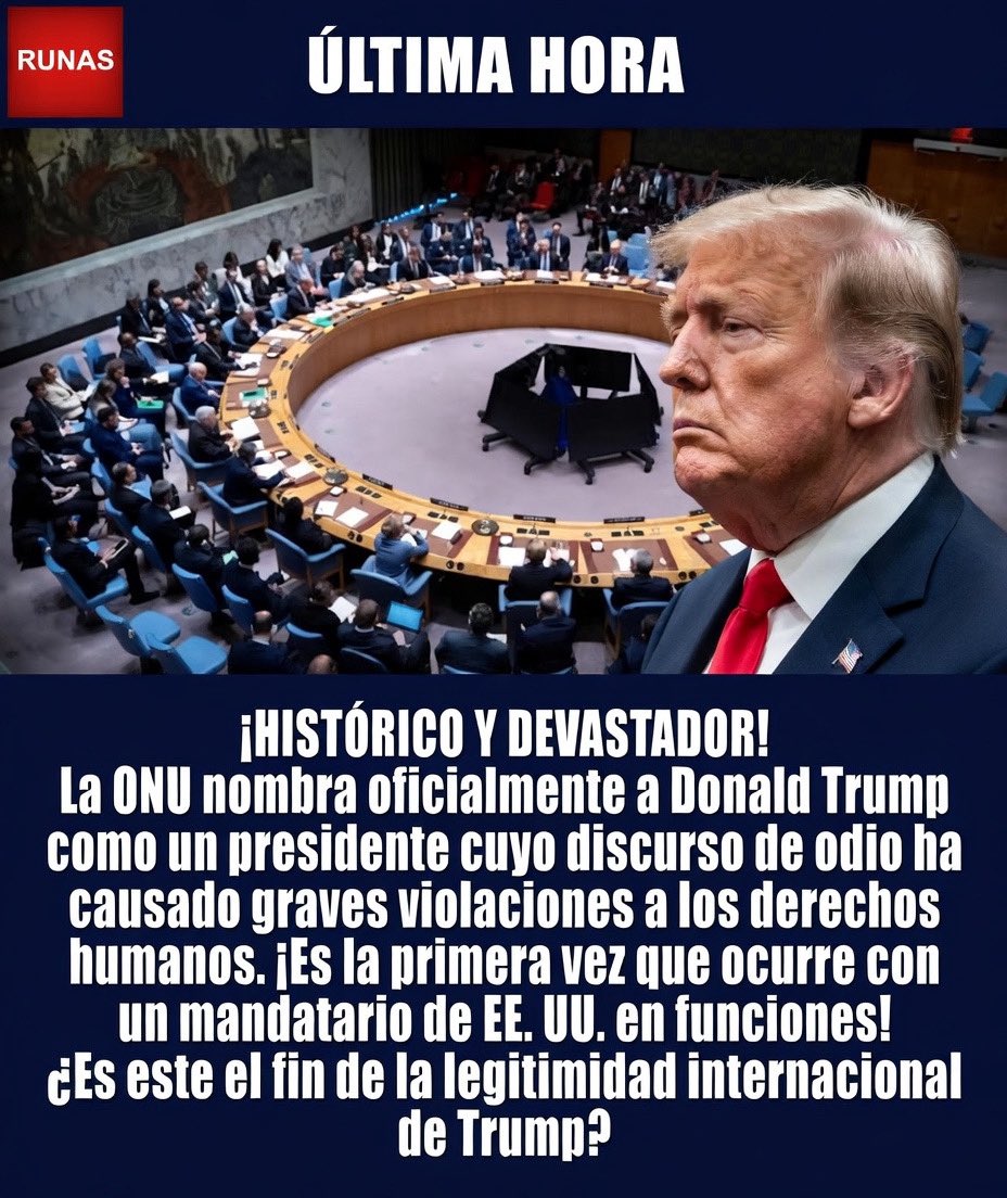 CONDENA HISTÓRICA: LA ONU SEÑALA DIRECTAMENTE A DONALD TRUMP!
En la trama de la historia presente, se alza un juicio sin precedentes: por primera vez, las Naciones Unidas designa de manera abierta y explícita a un presidente de Estados Unidos en funciones Donald Trump como