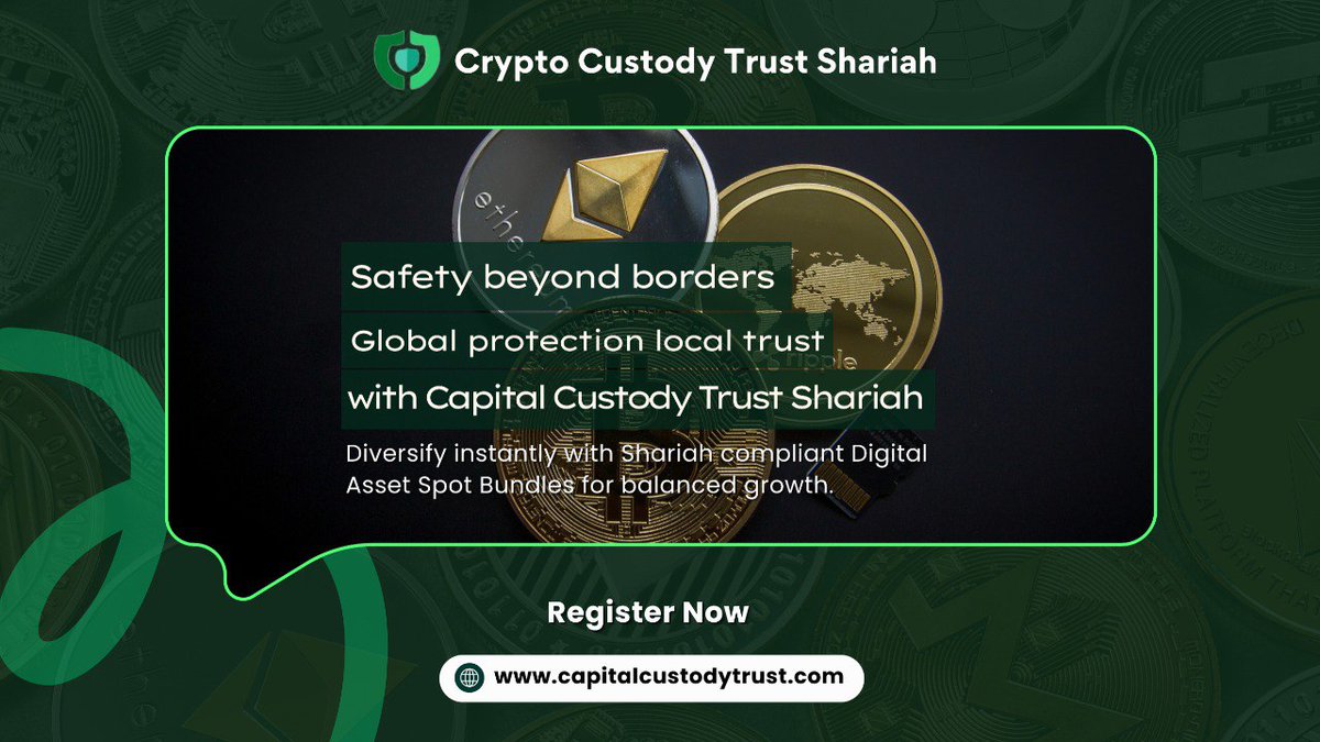 shariahcustody's tweet image. Safety beyond borders. 🌍 

Diversify with Shariah-compliant Digital Asset Spot Bundles for balanced growth. Global protection meets local trust. 🌙🔐 Secure your digital wealth today.

🔗 capitalcustodytrust.com

#shariahfinance #halalcrypto #cryptocustody #fintech