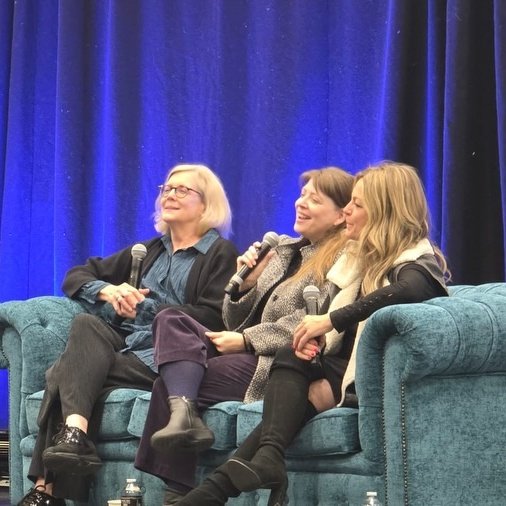 amber benson today at 'comic con scotland (aberdeen)' with clare kramer and kristine sutherland.
