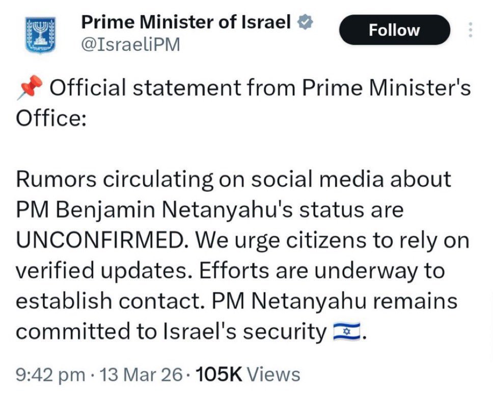 Unconfirmed??? Did Bibi kick the bucket? <a href="/IsraeliPM/">Prime Minister of Israel</a>