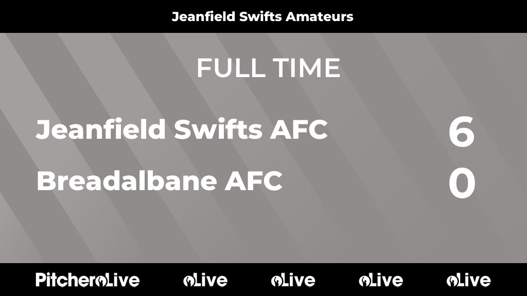 FULL TIME: Jeanfield Swifts AFC 6 - 0 Breadalbane AFC

B. Calderwood ⚽⚽
A. Philips ⚽
K. Mitchel ⚽
A. Abboud ⚽
K. Sime ⚽

#coyjs
jeanfieldswifts.co.uk/teams/140176/m…