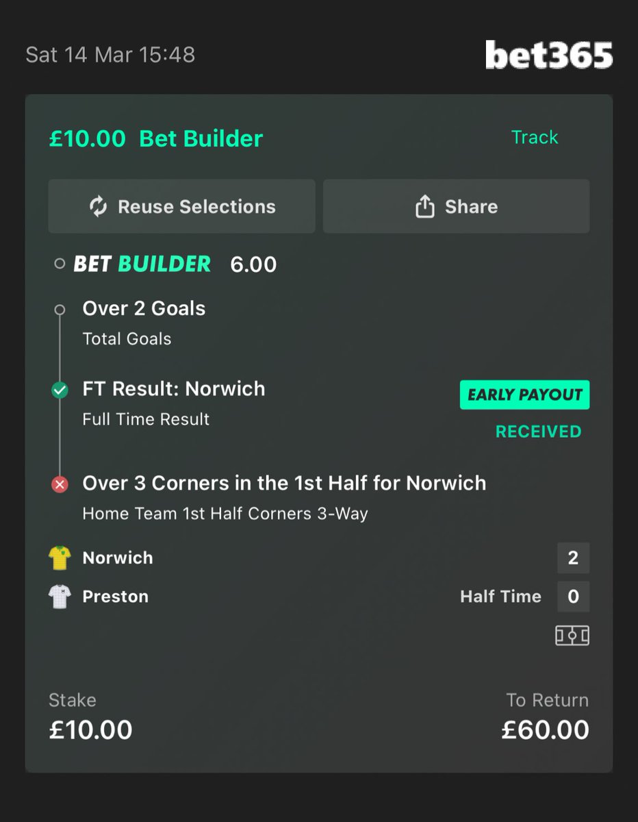 bxrney89's tweet photo. @bet365 Norwich had 5/6 corners in the first half??😂 robbing bastards you lot https://t.co/TXQvoFvQEv