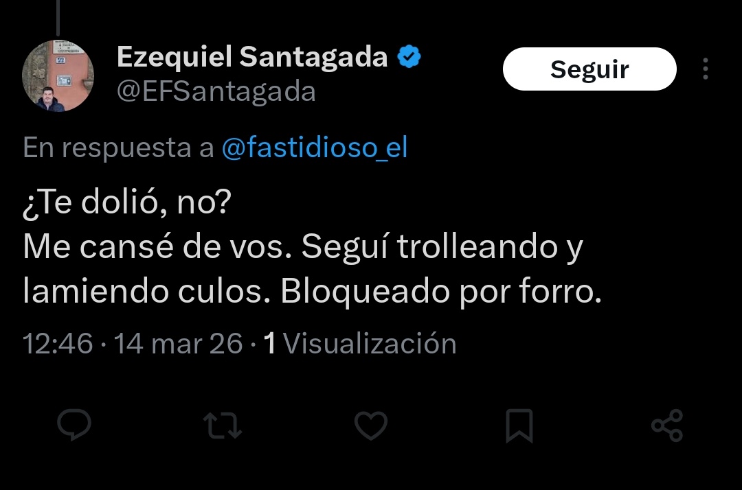 Te dolió a vos Santagada, en lo más profundo del orto, por eso me bloqueas, te creía más machito, pero huevos te faltan. Bay 🦌