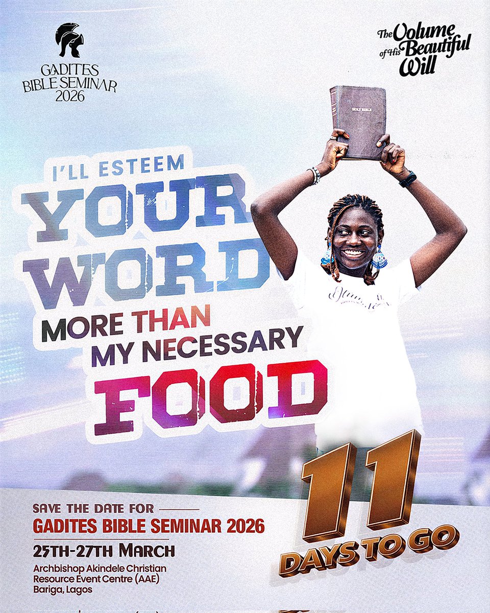 KNOCK KNOCK: IT'S 11 DAYS TO GBS! 💃🏽

A generation is arising whose only joy will come from hearing God's word and obeying it to the uttermost. Wanna be a part of them? See you at GBS! 🤭

DATE: March 25 - 27, 2026