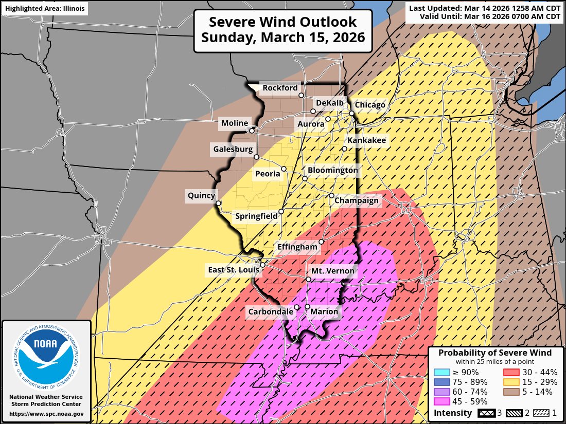 Slight chance for severe weather on Sunday afternoon and evening across ...