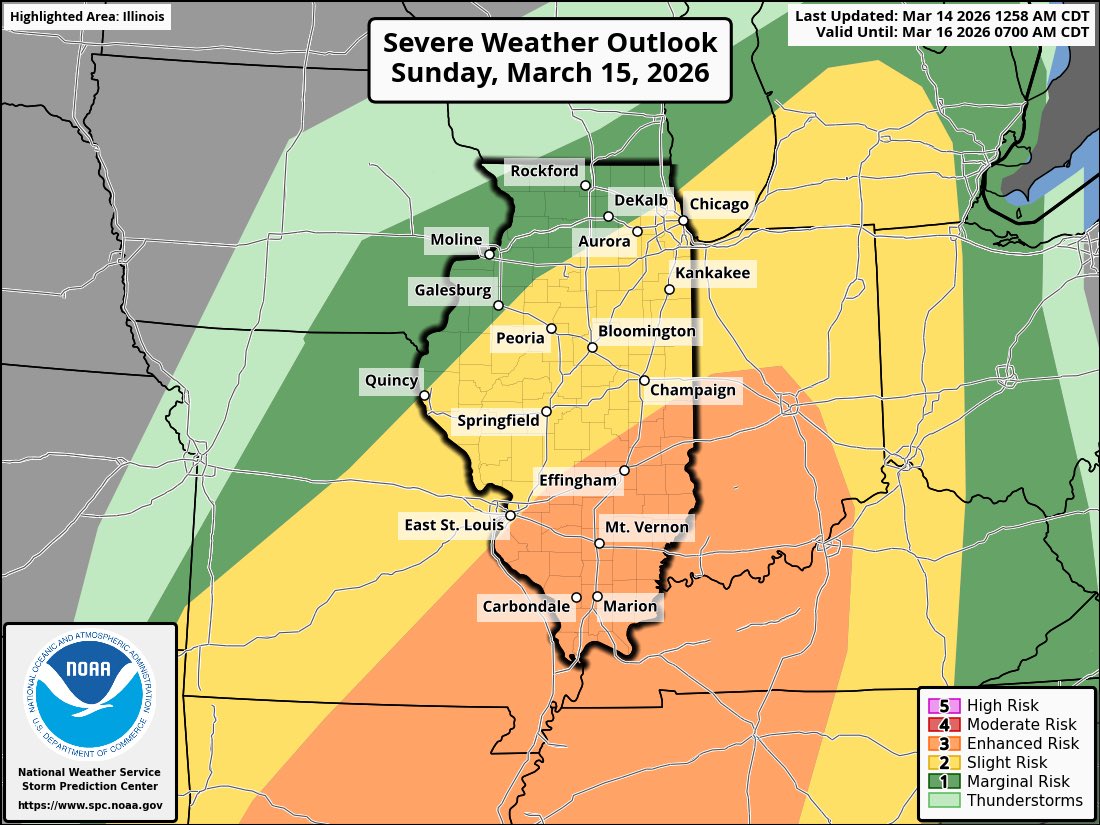 Slight chance for severe weather on Sunday afternoon and evening across ...