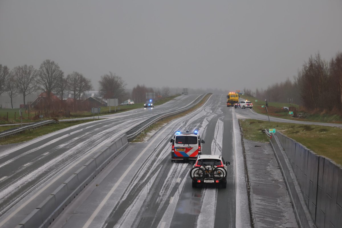 Meerdere ongevallen door hagelbui op N381 Wijnjewoude