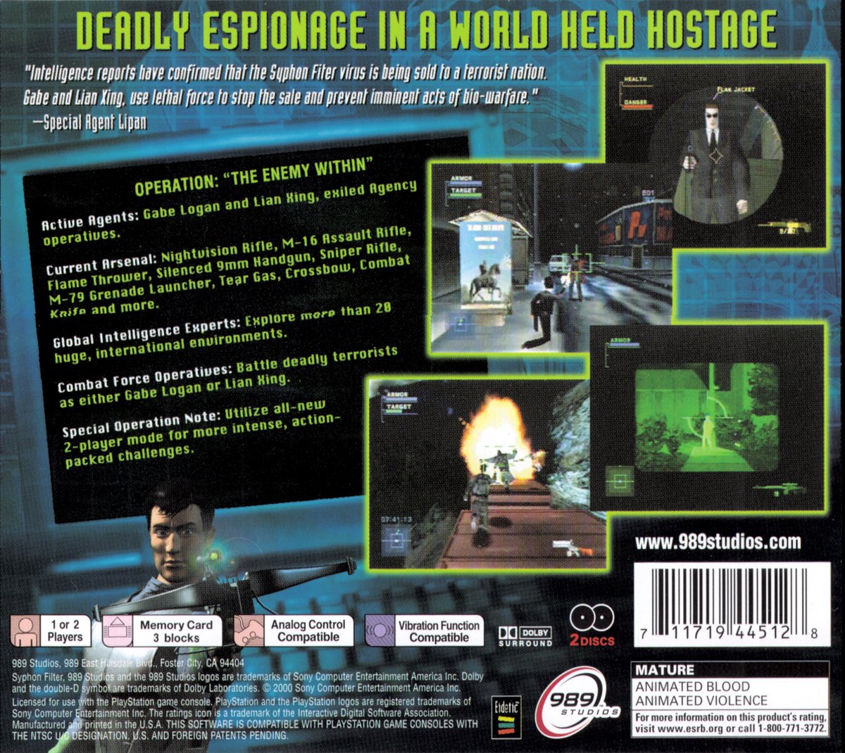jcmartinezm82's tweet photo. #SyphonFilter 2 for #PlayStation was released in United States 26 years ago (March 14, 2000)
#TodayInGamingHistory #OnThisDay #SyphonFilter2 https://t.co/lwBjVJrGu6