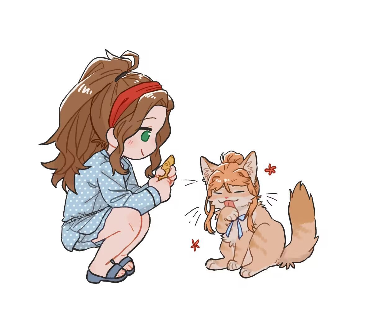 ともちづ
後續：
千鶴嘗試用零食和朋花🐱討好關係