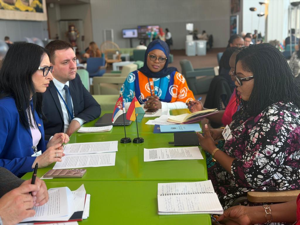 MoGCSP_Ghana's tweet image. Ghana 🇬🇭 &amp;amp; Serbia 🇷🇸 exchange experiences &amp;amp; strengthen ties.

Ghana's Gender Minister, Hon. Naa Momo Lartey, met Serbia's Gender Minister, Jelena Z. Kovacevic at the #CSW70 in NYC.
They both agreed to boost collaboration on #socialprotection, #childwelfare &amp;amp; #familysystems.