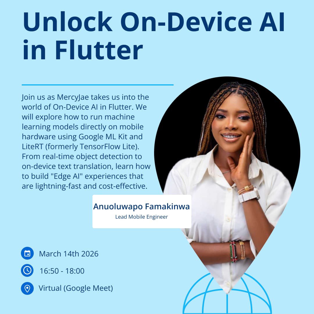 _mercyjae's tweet image. I’m so excited to speak on “on-device AI in flutter” in the flutter kaduna community. 

You can join in via this link:  dub.sh/meet-on-device…

#flutter #dart #mobile