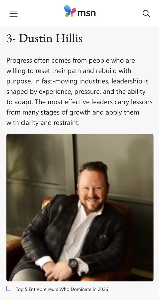 It is an honor to be named “Top 5 Entrepreneurs Who Dominate in 2026” by <a href="/MSN/">MSN</a>! 

I am thankful for all of the support and amazing team members who have believed in our vision and mission to help save lives both at SafeSpace Global and Tough Stump Technologies. 

I am also