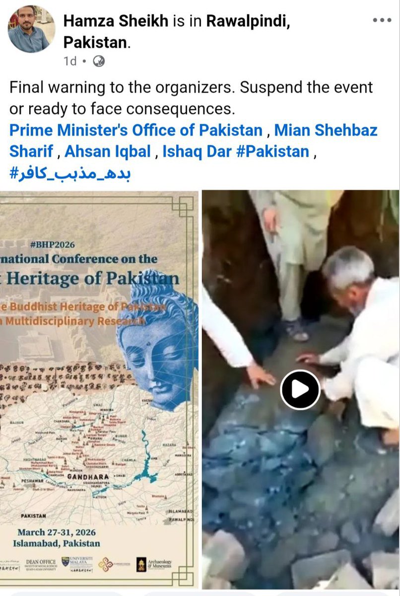 PreetK25's tweet photo. Over 50,000 ancient petroglyphs in northern Pakistan vandalized in recent years—Buddha figures painted white/black, scratched out by radicals. State glorifies pre-Islamic Gandhara for tourism but fails to protect it or minorities from extremism. #HeritageVandalism https://t.co/ob8SFdlNrN