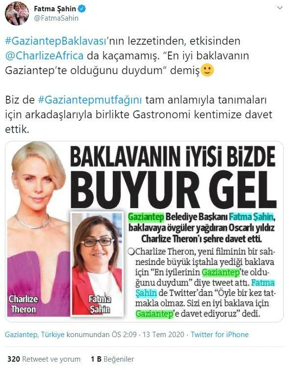 🚨Charlize Theron, çocuklara cinsel istismar uygulayan, çocuk kurban eden, satanist tarikat üyesi, kan içen bir pedofildir.

👉“Sormak lazım Fatma Şahin’e: Ne diye Gaziantep’e davet ettin bu sapıkları?...#Pizzagate  Türkiye deki adı #Baklavagate mi.....?"
