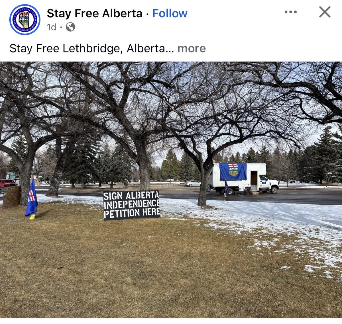 IgorRyltsev's tweet photo. True Albertans are the once standing up for democracy, next to highways, snow, wind and rain waiting and collecting signatures without getting a penny for their work! Let’s support our canvassers! Thank you 🙏 https://t.co/TP97R80icl