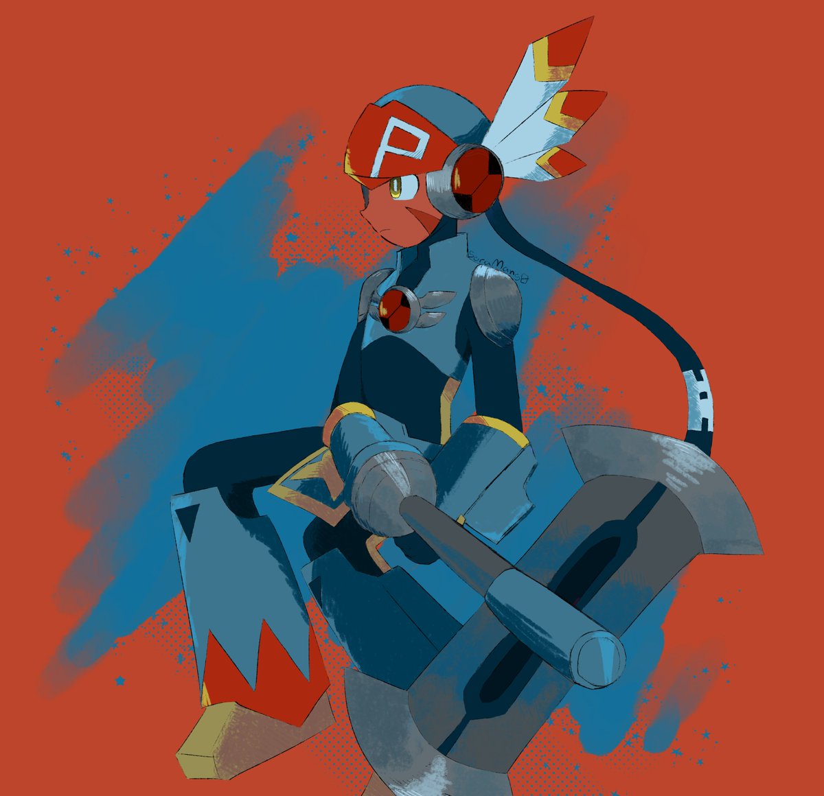 Rema_non7's tweet image. more of what i have been drawing!!🧡💙
#megaman #BattleNetwork #ロックマンエグゼ