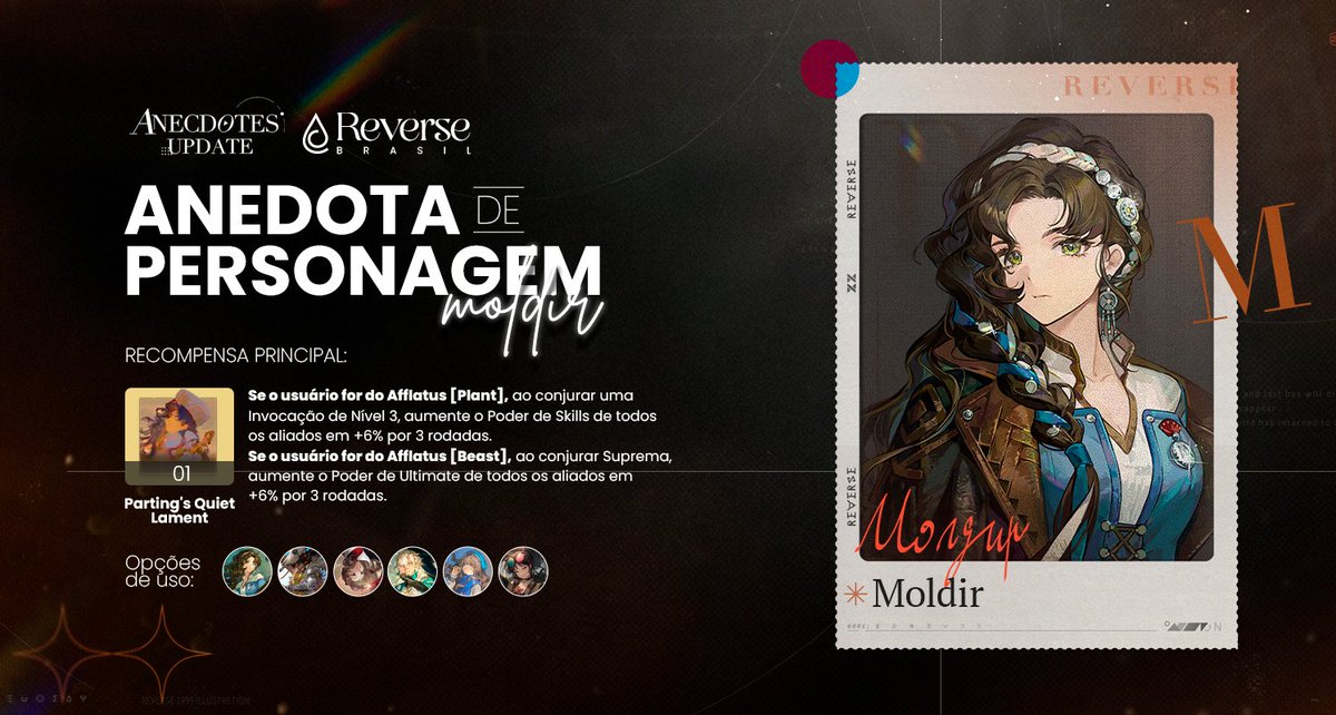 R1999Brasil's tweet photo. 📖| Anedota de Personagem: Moldir
Boa tarde Timekeepers!
E estamos tendo o anedota da Moldir onde ao concluirmos a história, iremos ganhamos o seu Psychube 5 estrelas além de recursos de upgrade!
Vem conferir o seu efeito & opções de uso:
#Reverse1999 #Moldir https://t.co/ZewvNDberZ