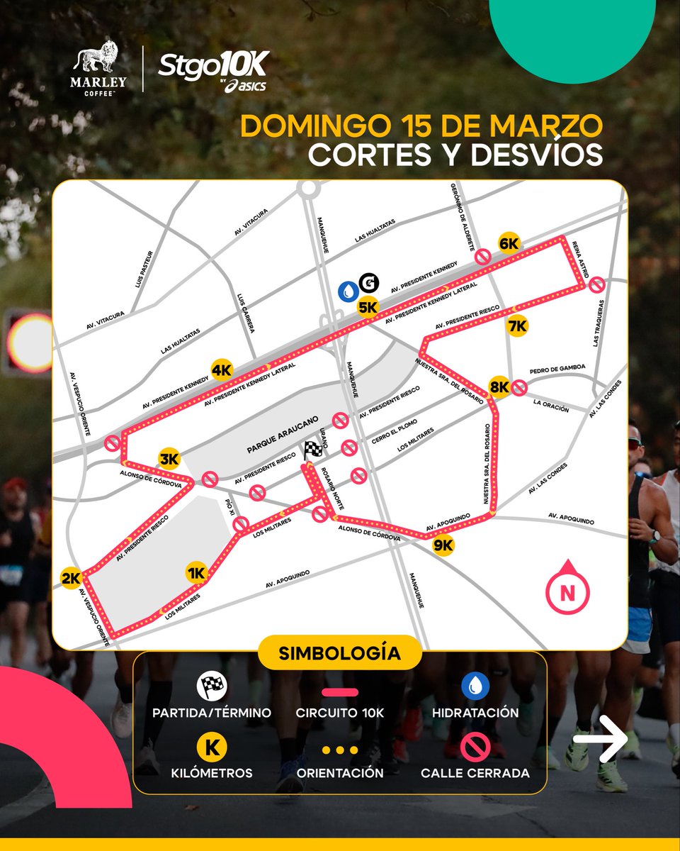 Muni_LasCondes's tweet photo. Atención vecinos a cortes y desvíos de tránsito que tendremos mañana domingo en la comuna debido a la Corrida Santiago 10k. 

Gracias por su comprensión 🙏 https://t.co/XZSArZNdvu
