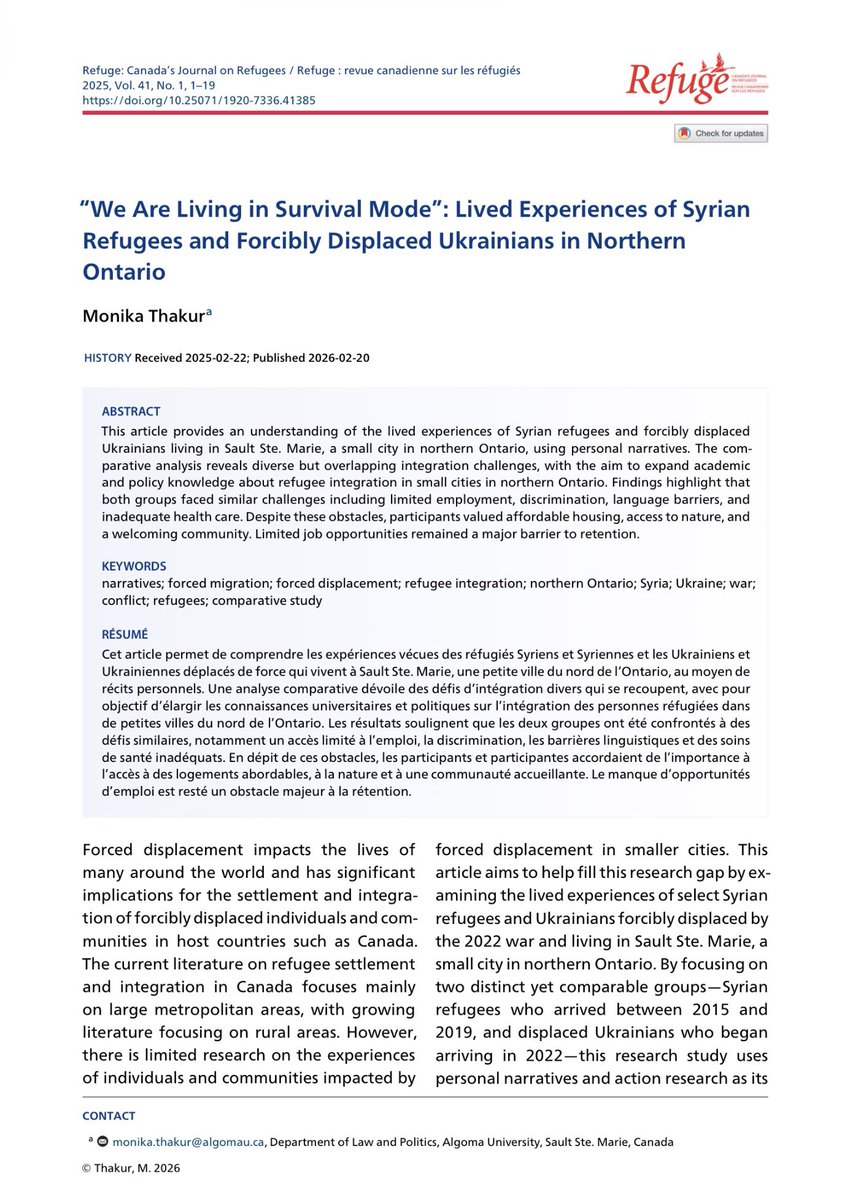 Refuge: Canada's Journal on Refugees tweet media