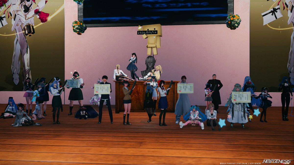 MashiroMoonArk's tweet photo. Ship6の『CS卒業式風ライブ』の最後にみんなで記念ショットです
(=^・^=)
#PSO2NGS #Ship6 #CSライブ https://t.co/dlnZQBb8ts