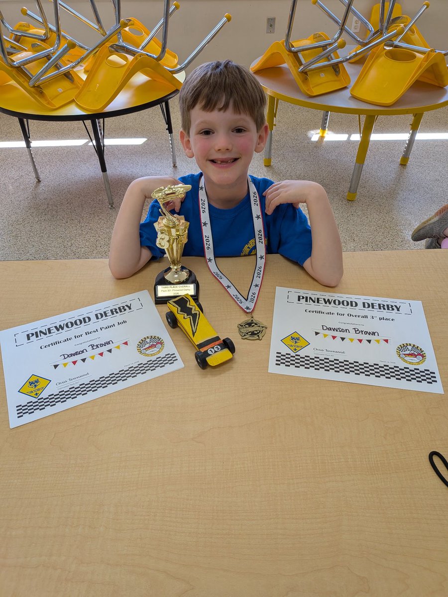 My baby got 3rd place in the pinewood derby. I guess you don’t need a full set of teeth.