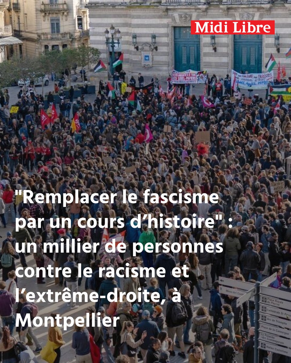 MLMontpellier's tweet photo. "Remplacer le fascisme par un cours d’histoire" : un millier de personnes contre le racisme et l’extrême-droite, à Montpellier
➡️ https://t.co/HuHEoh2CR1 https://t.co/CRX8y4A5lv