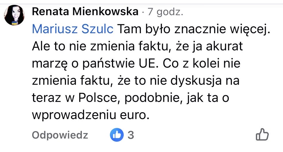 Wczorajsze ekscesy „ekspertki” z TVP to nie była wpadka (sprzeciw do opinii: „na szczęście” UE nie jest państwem). Pani Renata dziś na swoim Facebooku przyznaje wprost, że marzy o państwie UE, ale to nie temat na teraz. Typowa metoda skrajnej lewicy: krok po kroku, gotowanie żaby