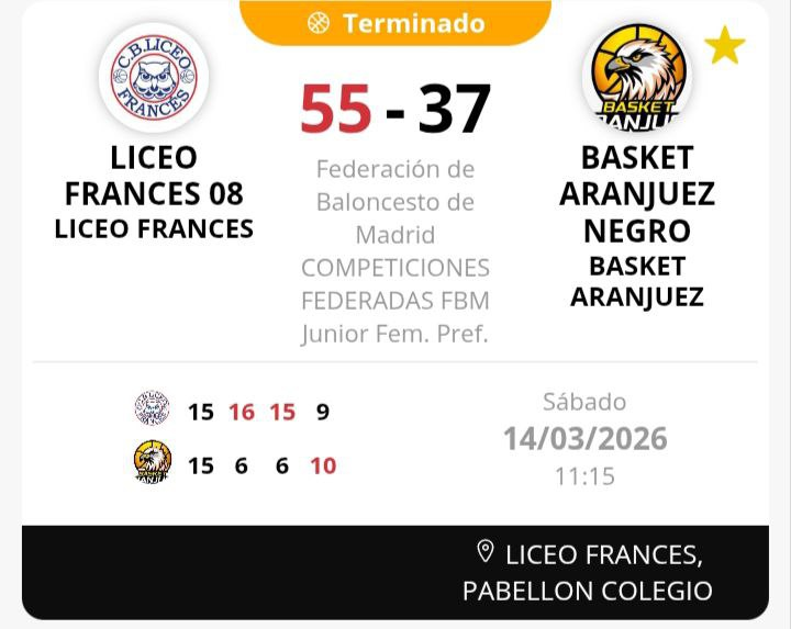BasketAranjuez's tweet photo. Derrota del #JunFem ante @baloncestoliceo. @vanessaburgos_ : "Tras dos semanas sin partido y a pesar de las bajas, las jugadoras han luchado desde el primer minuto, trabajando tanto en defensa como en ataque, estamos muy orgullosos del equipo" https://t.co/cKVzjBAB7l
