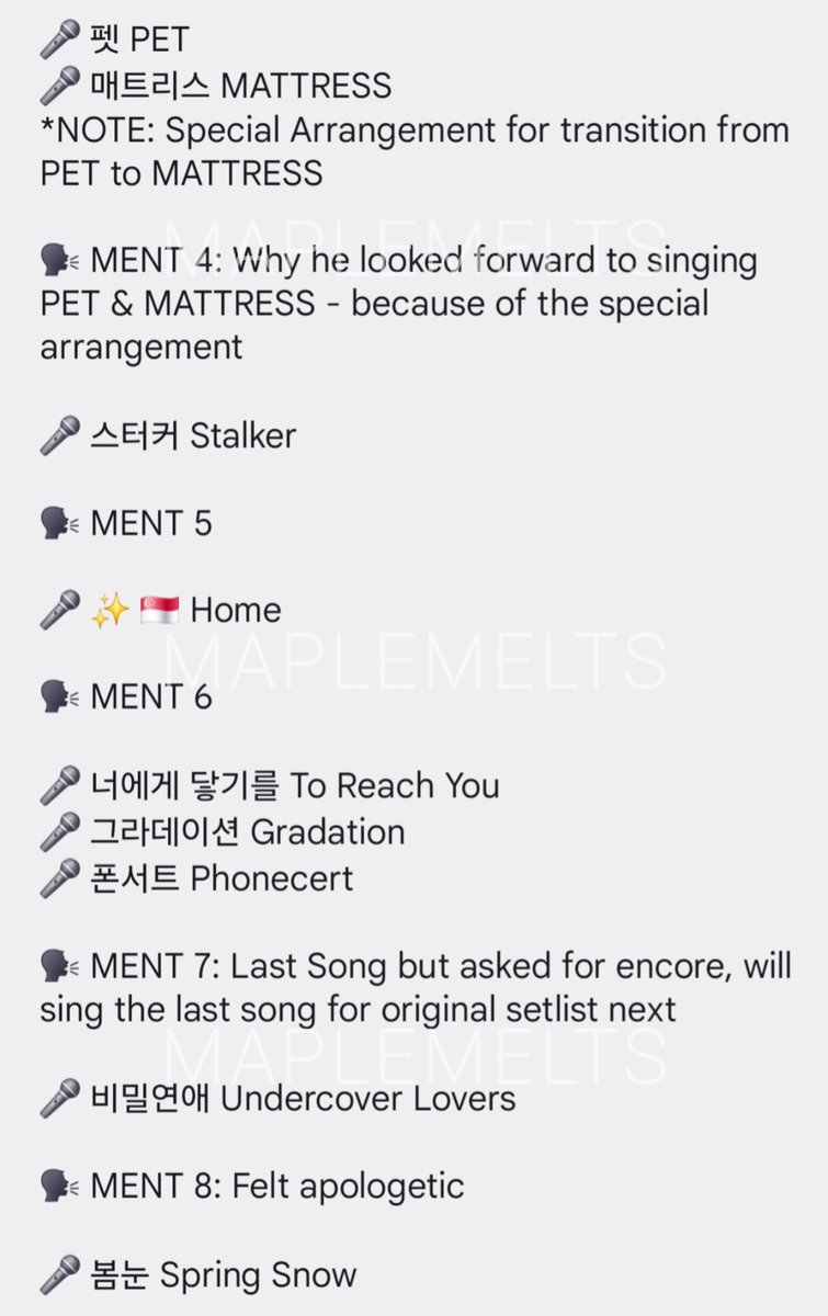 maplemelts's tweet photo. 목이 아픈 권스타가 무리 안해도 되는데 끝까지 노래 해줘서 너무 감사합니다 ㅠ 공연을 하면서도 죄송한 마음이 계속 전달을 했어요 ㅠ이제는 얼른 나으세요 ㅠㅠㅠ 

Anyway, 여기는 싱가포르 공연 셋리스트 Singapore 🇸🇬 setlist

#10CM #십센치 #권정열
#To10CM_Chapter1 #2026_10CM_AsiaTour https://t.co/lE7uKVnk5B