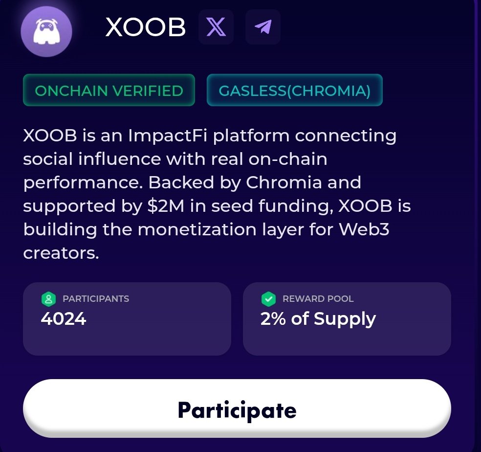 Gn Web3 legend 💪🌱🔥

Excited to be part of the first <a href="/XOOBNetwork/">XOOB 👾</a> ImpactShare campaign. The energy in the space right now is unmatched.

Creators spark stories.Stories shift markets. XOOB makes influence visible &amp; measurable turning your ideas into real-world impact.

4,000+