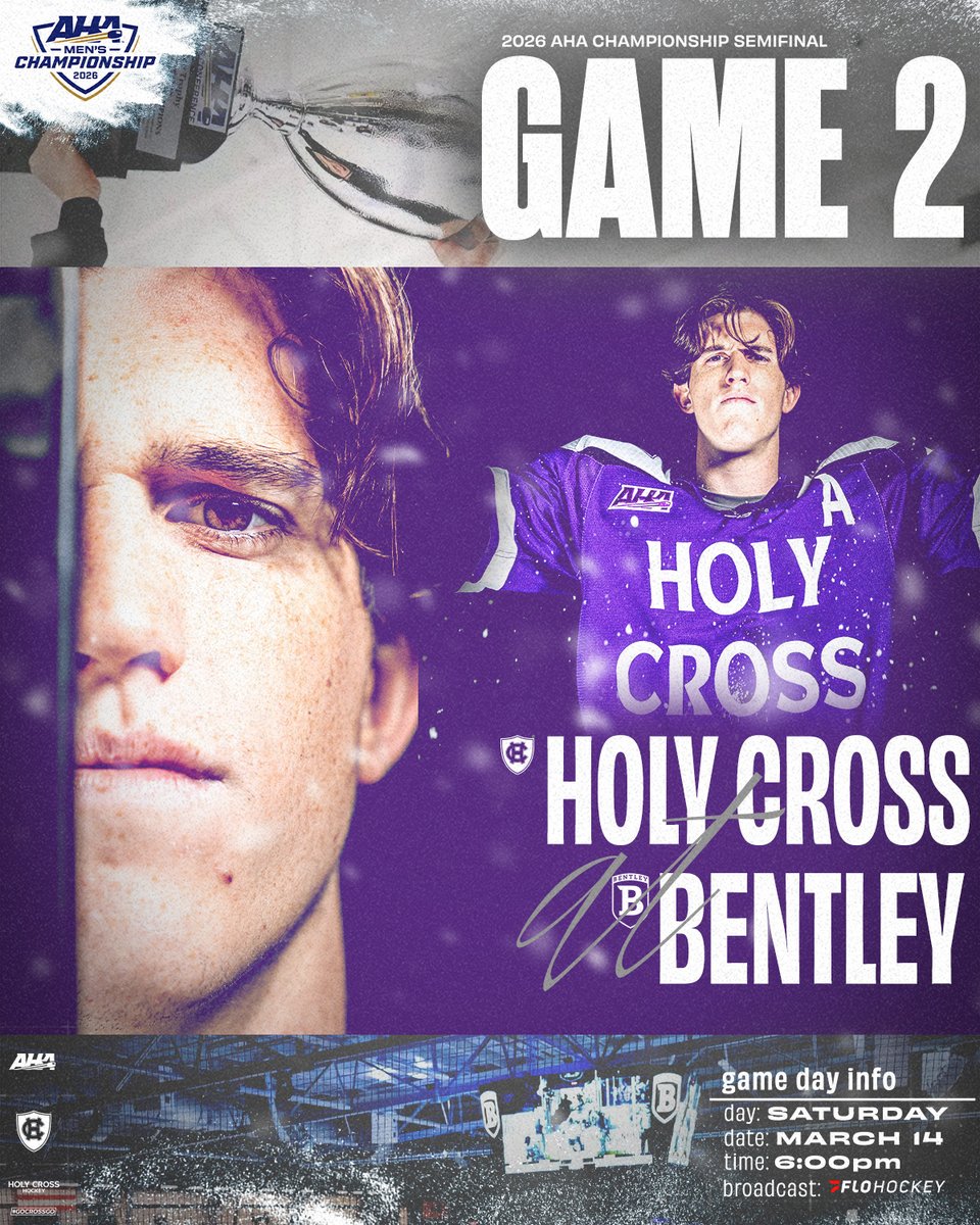 HCrossMHockey's tweet photo. Game 2️⃣

🆚 Bentley
🕑 6 p.m.
📍 Waltham, Mass.
🏟 Bentley Arena
📊 https://t.co/gQ3I4pEOE6
📺 https://t.co/IXVpeqXYrI
🎟️ https://t.co/1D5sGddKzT
📰 https://t.co/PDNsNkM5XU
🎉 Atlantic Hockey Semifinals

#GoCrossGo https://t.co/qK64kQTbfA