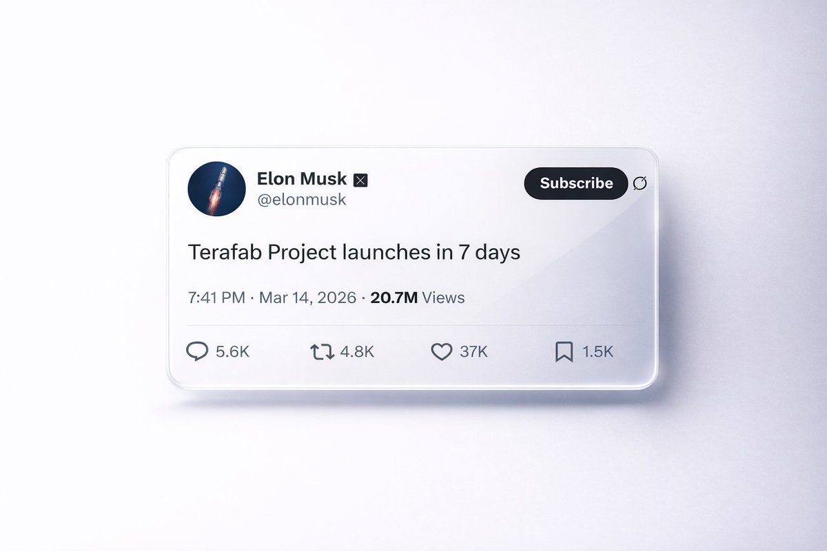 teslaownersSV's tweet image. ELON Musk
 'Terafab launches in 7 DAYS!'
Tesla’s building its own massive AI chip factory. Bye-bye TSMC dependency. Hello billions of FSD + Optimus chips.