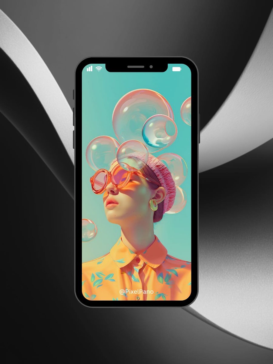 PixelPano's tweet image. 🫧🕶️🧡 
teal skies 
orange glow 
bubble eternity 
#PastelAesthetic #Wallpaper