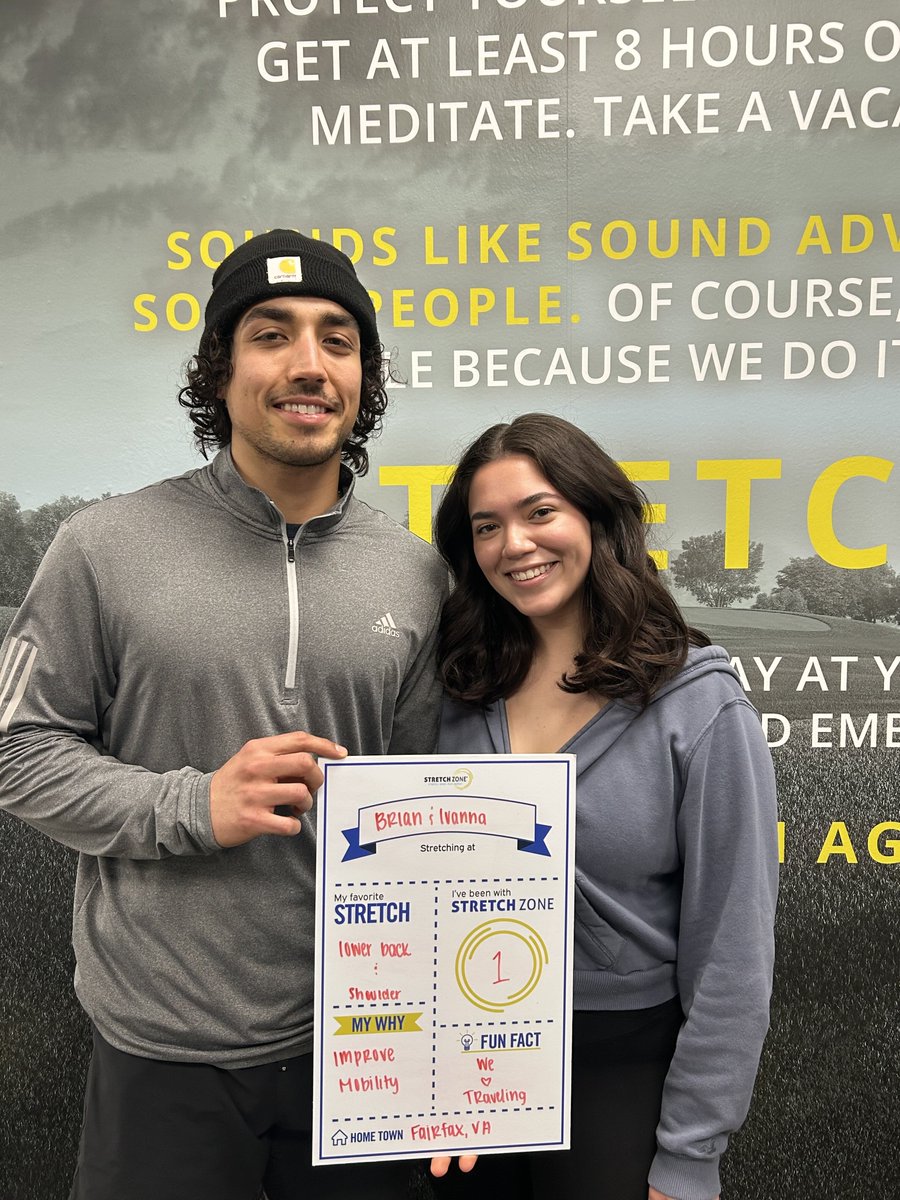 SZCentrevilleVA's tweet image. Couples that stretch together, feel better together 🧘‍♀️🧘‍♂️
These amazing pairs came in to try their free stretch session and got a taste of what assisted stretching can do!

Who’s bringing their partner next? 👀
#StretchZone #BetterTogether #FreeStretch #Wellness