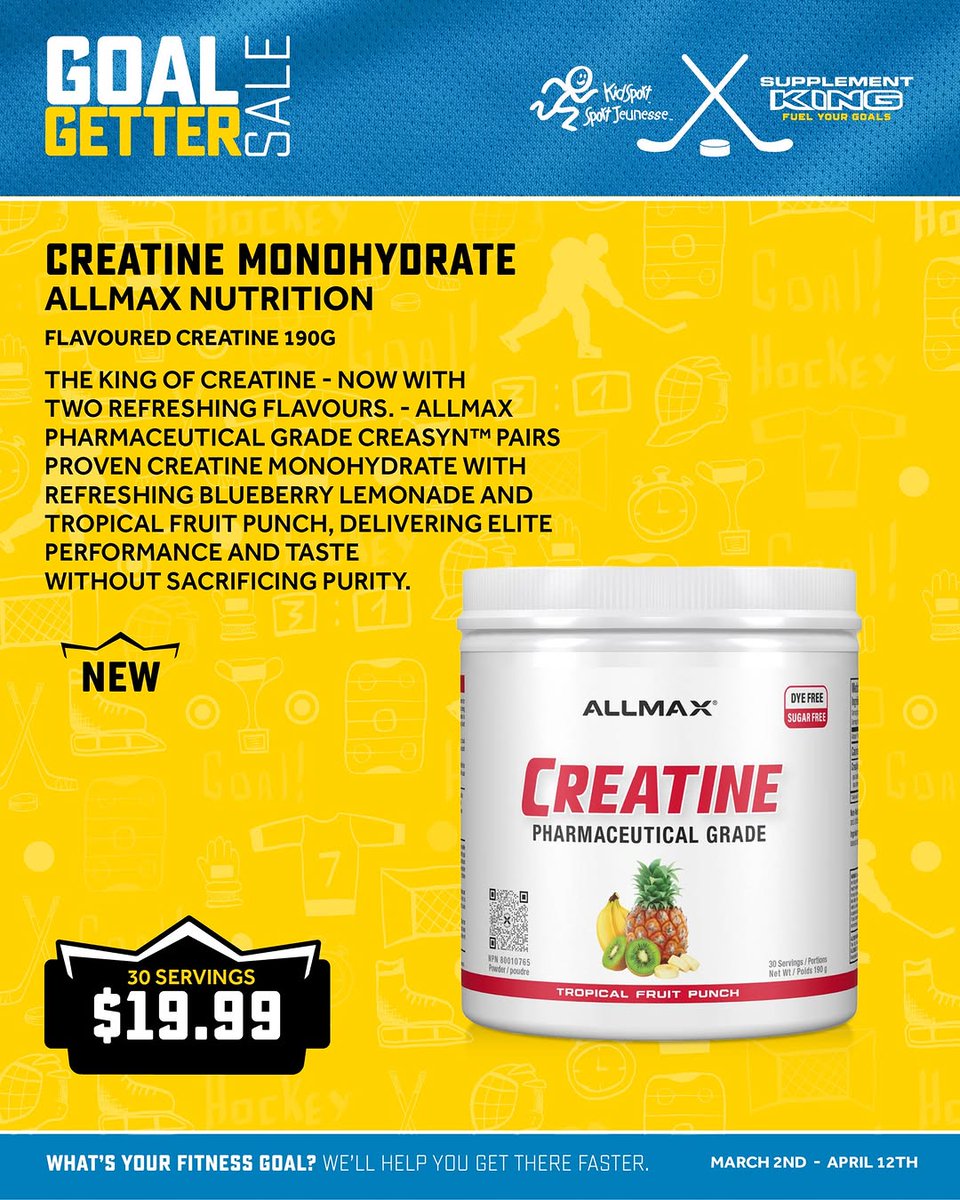 suppkinggp's tweet image. Unlock peak performance with @TeamAllmax Creatine—now in new flavors! Explore Monohydrate &amp;amp; HCL for enhanced strength &amp;amp; recovery. Shop in-store or online. Which formula fuels your routine?👇 #Supplements #PerformanceFuel  
Credit: @supplementkingcanada