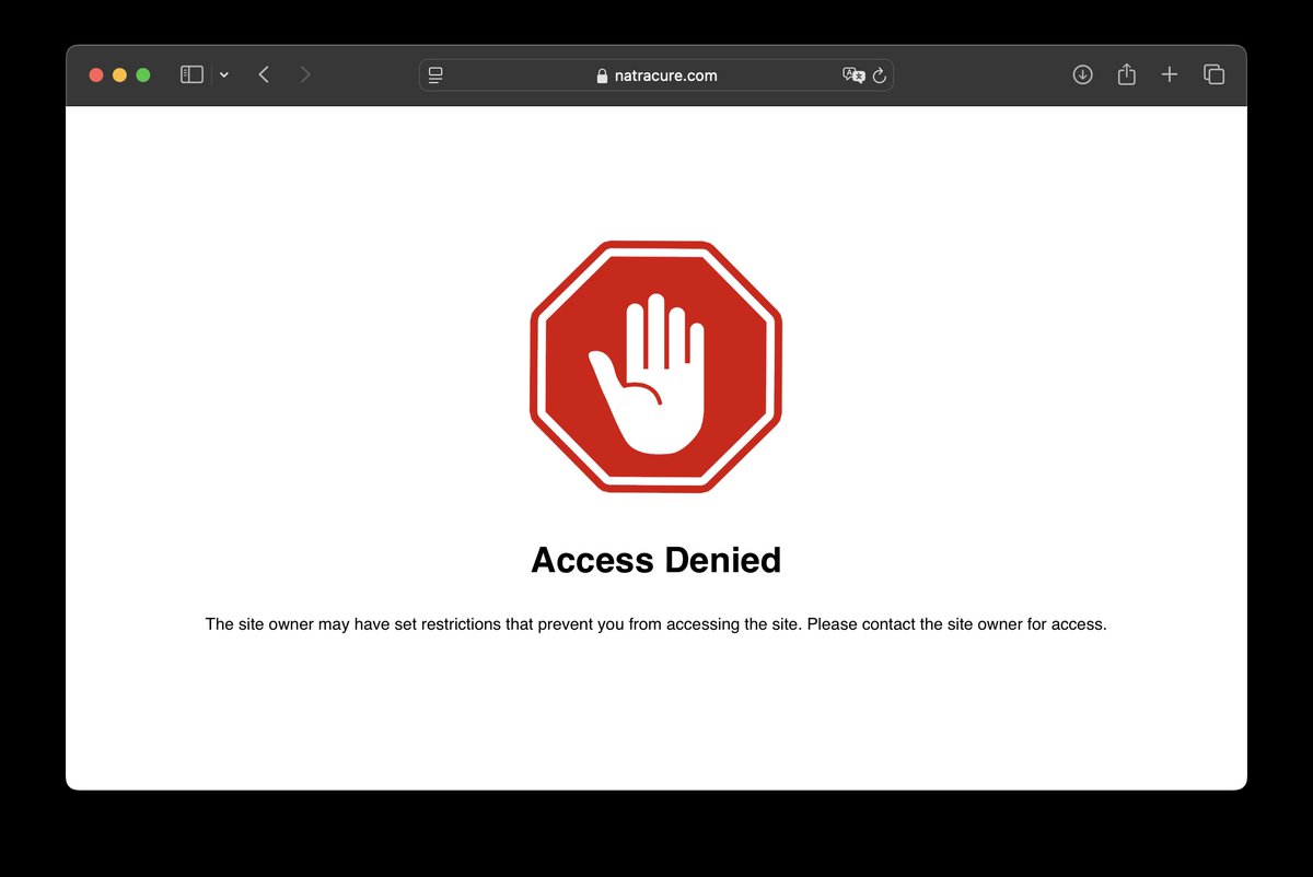 fdchiu0's tweet photo. I followed a link from perplexity when searching for an ice pack. When clicked on a link for natracure, I am getting this:
I copied the link to browser getting the same screen.I am wondering how many merchant lost sales because of this? BTW, I was in USA &amp; not using VNP. https://t.co/pPWO3YD5FV